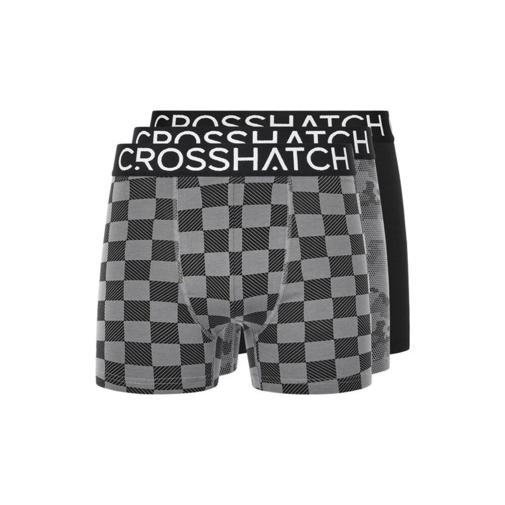 Crosshatch Mens Bresler Boxer Shorts (Pack of 3) / Black